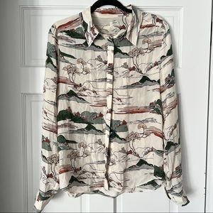 Aritzia Silk Printed Button-Up